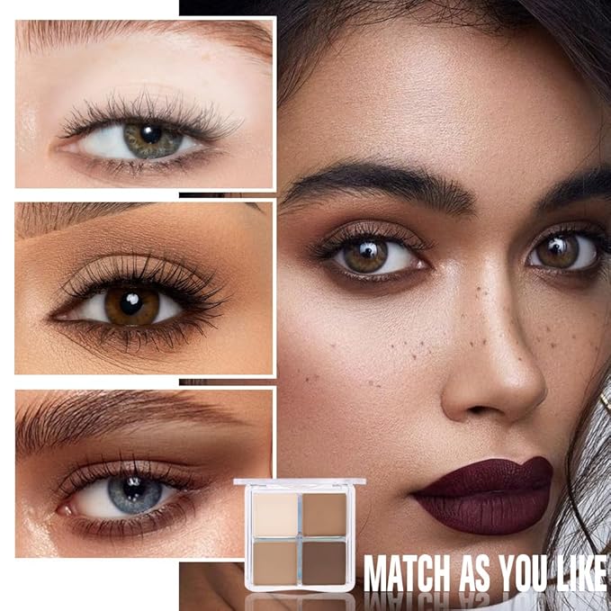 Powder Eyeshadow Quad, Beige Nude Taupe Brown Matte Eye Shadow Palette Makeup, Neutral Vegan Shimmer Quads Eye Shadow Palette for Older Women Pigmented Waterproof, paleta de sombras de ojos, 15