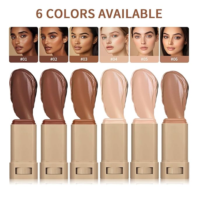 Multi-Use Foundation Stick Beauty Balm Serum Boosted Skin Tint, On-The-Go Tinted Solid Serum, Lightweight and Buildable Creamy Skin Tint Stick Makeup, Natural Finish(02#)