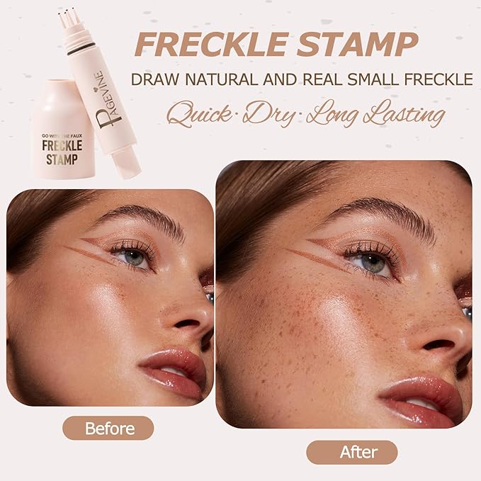 Freckle Stamp Pen, Fake Freckle Stamp Makeup Tool, Faux Freckle Stamp with Quick Dry 5-Point Multi-Prong Soft Tip, Waterproof & Long Lasting Lifelike Sunkissed Face Freckle Makeup (4# Espresso)