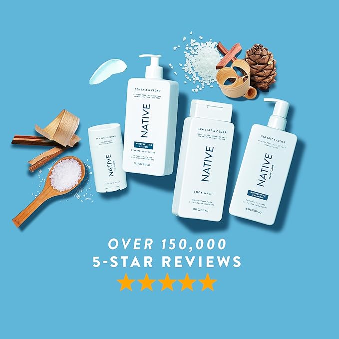 Native Body Lotion Contains Naturally Derived Plant-Based Moisturizers for Women and Men | Restores Dry Skin, Sea Salt & Cedar, 16.5 fl oz