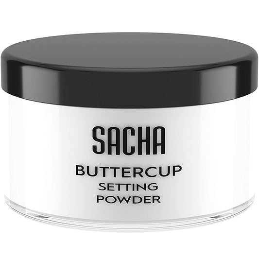 Sacha BUTTERCUP No Color Setting Powder Makeup 1.75 Oz. Translucent Setting Powder for Oily Skin Finishing Powder Loose Powder Makeup Blurring Powder Blurs Fine Lines and Pores For All Skin Tones