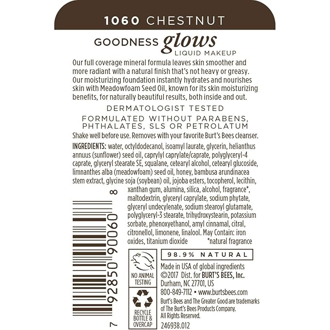 Burt's Bees Goodness Glows Liquid Makeup, Chestnut -