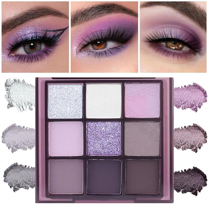 Purple Silver White Pink Tan Grape Matte Shimmer Eyeshadow Palette for Eye Makeup,High Pigmented Eye Shadow make up Powder Palet de sombras de ojos