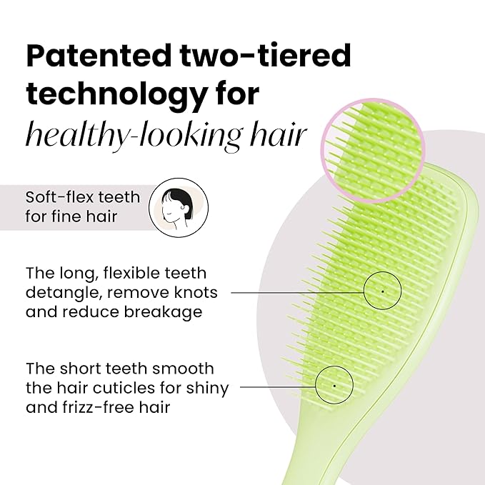 Tangle Teezer Plant-Based Ultimate Detangler Brush, Dry & Wet Hair Brush, Eliminates Knots & Reduces Breakage for Color-Treated, Fine & Fragile Hair Types, Matcha Green