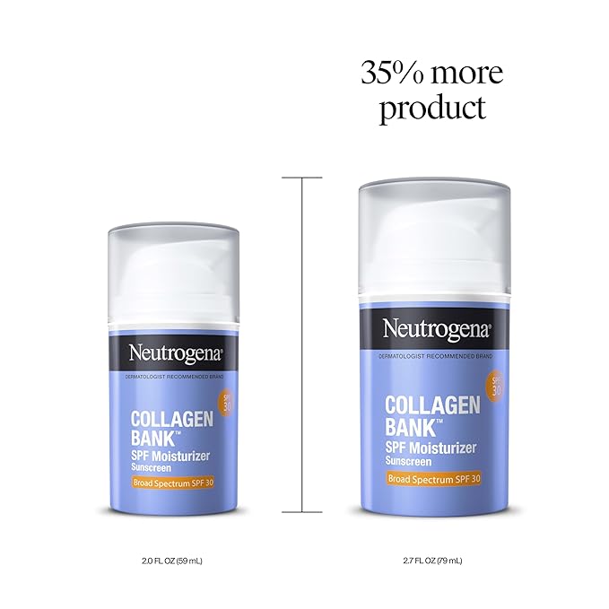 Neutrogena Collagen Bank Face Moisturizer with SPF 30 Sunscreen, Larger Size Anti-Aging Face & Neck Collagen Cream, Micro-Peptide, Support & Defend Skin’s Natural Collagen, 2.7 fl oz