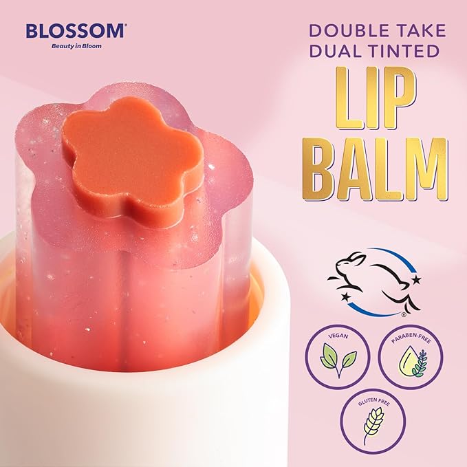 Blossom Double Take Flower Shaped Dual Tinted Moisturizing Lip Balm with Shea Butter, 0.13oz/3.6g, Pink Shimmer