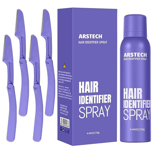 Dermaplane Razor for Women Face Hair Identifier Spray for Face Shaving Dermaplaning Tool Skin Body Dermaplane Spray for Women with 4 Facial Razor for Face Shaver Kit Facial Hair Spray Hair Removal