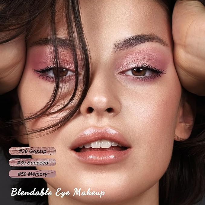 FOCALLURE 3PCS Cream Eyeshadow Stick Sets,Matte and Shimmer Eye Brightener, High Pigmented Crease-proof Pencil,Long Lasting Eye Shadow Highlighter Makeup,Rose Mirage