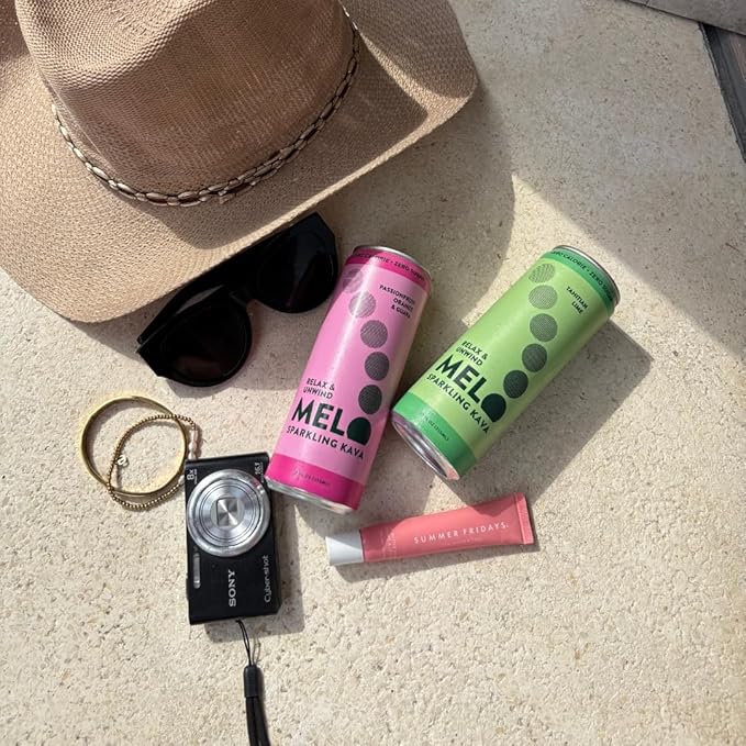 Melo Sparkling Kava Drink, Passionfruit, Orange & Guava, Sugar Free Non Alcoholic Drinks with Zero Calories, Gluten Free, Vegan, 100% Natural Mocktail with 750mg Kava Root per Drink, 12 Pack, 12 oz Cans