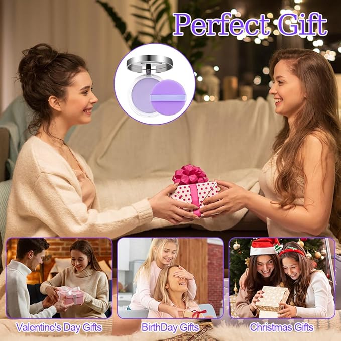 2PCS Oil Control Face Pressed Powder, Lavender Face Cosmetics