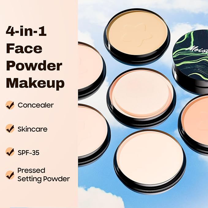 Face Setting Powder Makeup - Long-Lasting & Waterproof Pressed Powder, Blurs Fine Lines & Imperfections Powder Makeup, Smooth & Flawless, Poreless Matte Weightless for All Skin Types, Cruelty-free