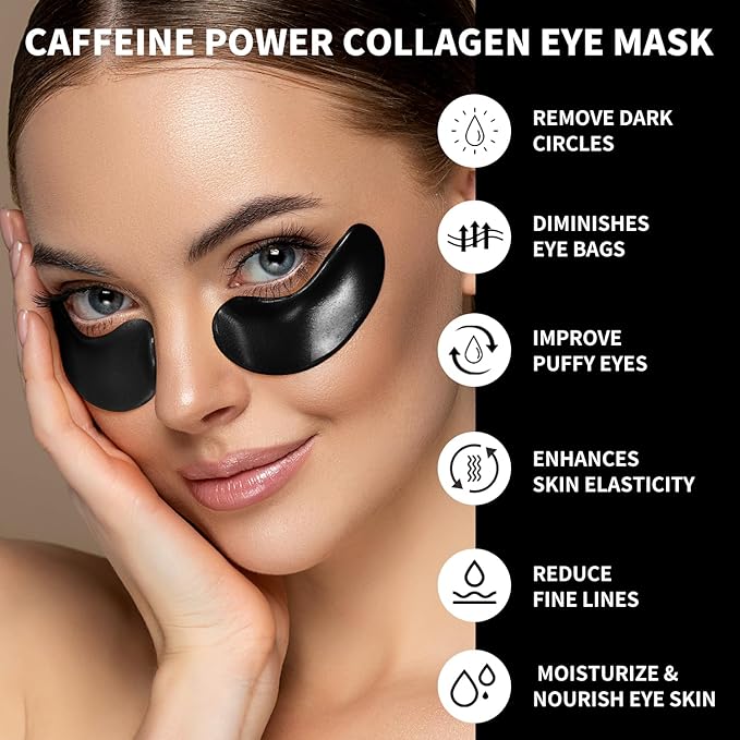 ROUSE 40 Pairs - Caffeine Under Eye Patches Eye Treatment Mask for Dark Circles Eye Fatigue Puffiness Refreshing Revitalizing Skin Care Eye Gel Pads (2 Boxes)