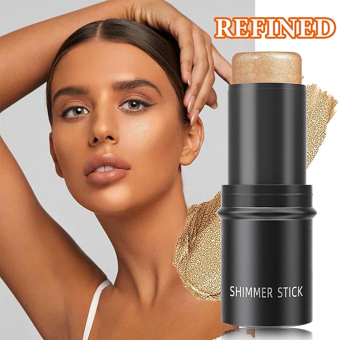 Cream Contour Sticks,Smooth Shimmer Highlighter Makeup Stick,Lightweight Multi for Women(#03)