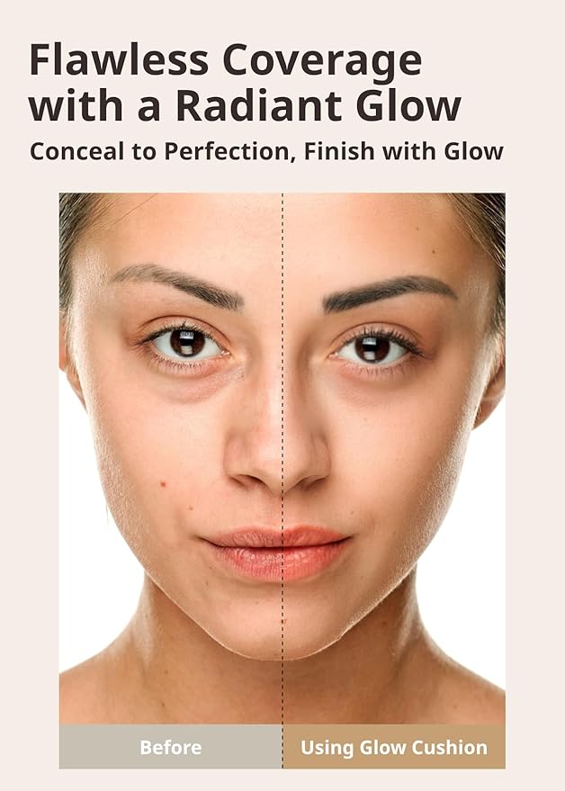 MISSHA Glow Cushion No.25 Warm Beige for Natural Skin Radiant & Moisturizing Skin with Buildable Coverage