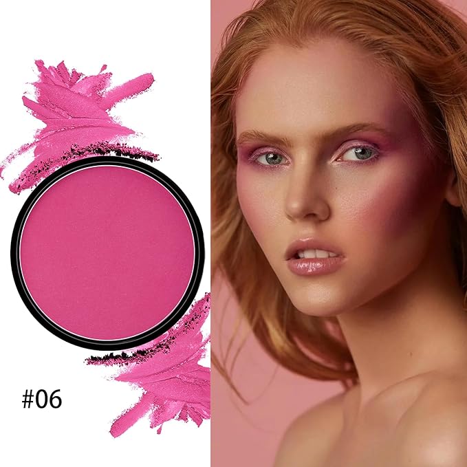 Boobeen Powder Blush Matte Blush, Highly Pigmented Beauty Cream Blush Palette for Create A Natural Cheek Flushed Look, Rich Colors (C-06)