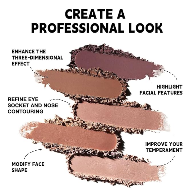 Natural Matte Light Brown Cream Contour Palette – Lightweight, Blendable Monochrome Powder, Base for All Skin Tones, Face Makeup for Women & Men, Vegan & Cruelty-Free, Paleta de Contorno en Crema Mate