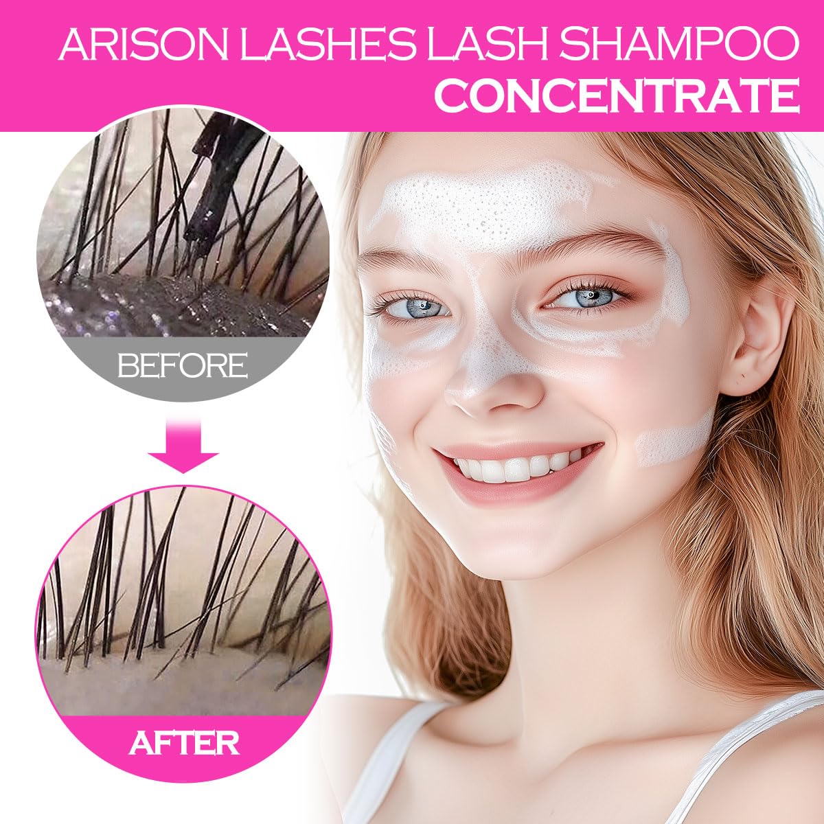 ARISON LASHES Lash Shampoo Concentrate for Lash Extensions 100ML Eyelash Cleanser Concentrate Oil-Free Eyelash Extension Shampoo with Salon Home Care(Cherry Blossom)