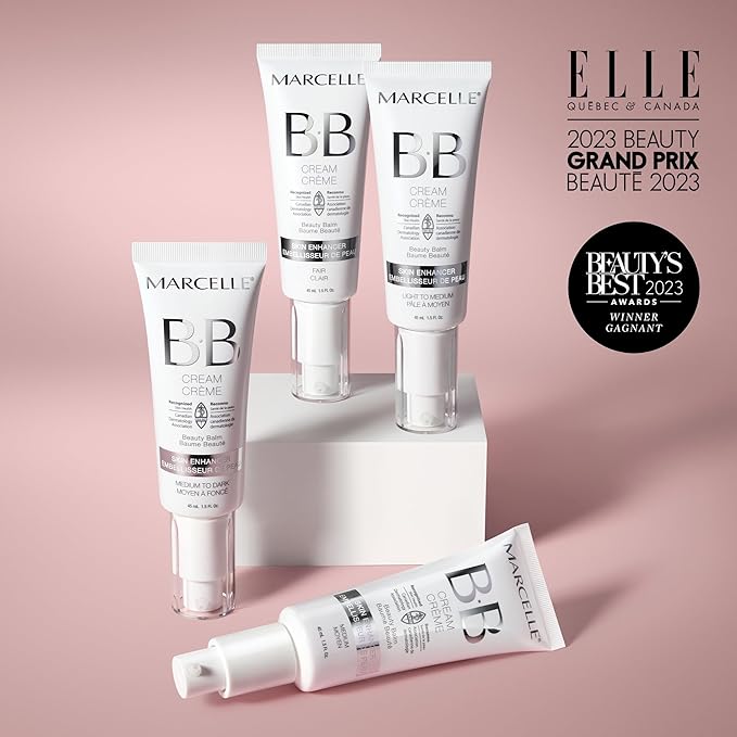 Marcelle BB Cream Beauty Balm, Light to Medium, Tinted Moisturizer, Skin Enhancer, Lightweight, Hydrating, Hypoallergenic, Non-Comedogenic, Fragrance-Free, Paraben-Free, Oil-Free, Cruelty-Free, 45 mL