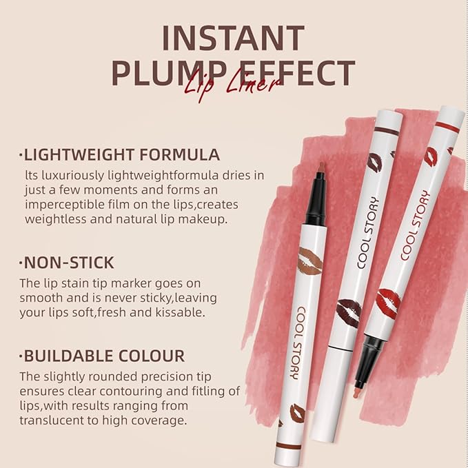 COOL STORY Matte Lip Liner Pencil - Waterproof, Non-Fading, Long-Lasting Plump Effect for Fuller Lips Makeup, Soft & Smooth Texture Easy Glide Lipstick 05#