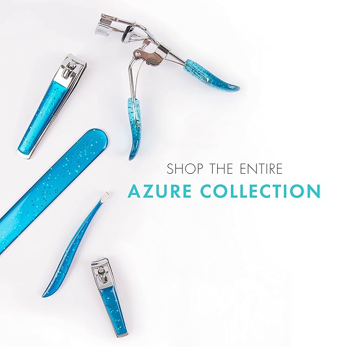 TRIM Azure Collection Slant Tip Tweezer – Precision-Ground Tips Grasp Even The Finest Hairs – Angled to Align with The Brow's Natural Arch – Calibrated Tension for More Control – Stainless Steel