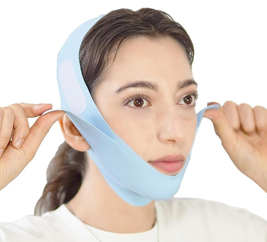 V Line Lifting Mask Chin Strap for Sleeping, Face Lifting Strap, Chin Strap, V Line Mask, Jawline Shaper, Jaw Strap, Double Chin Reducer,Face Lift Tape & Snoring Solution (Blue)