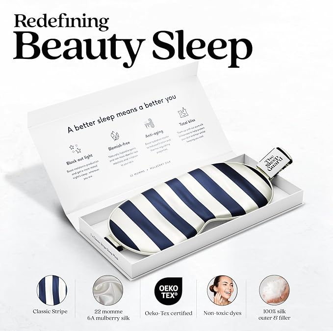 Pure Silk Sleep Mask [100% 6A Mulberry Silk, 22 Momme] Light Blocking Travel Essentials. Eye Masks for Sleeping. Black Oeko-Tex Blindfold. Eye Covers for Men & Women