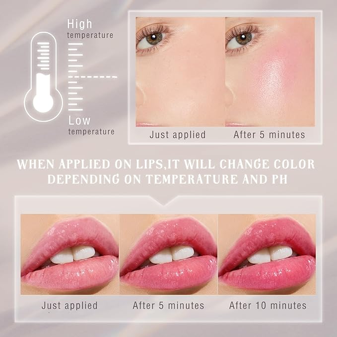 2PCS Color Changing Blush Stick for Cheeks Makeup,Clear Stick