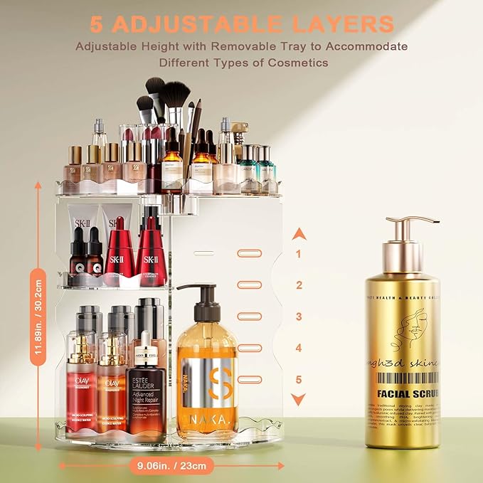 Rotating makeup organizer, 360 spinning