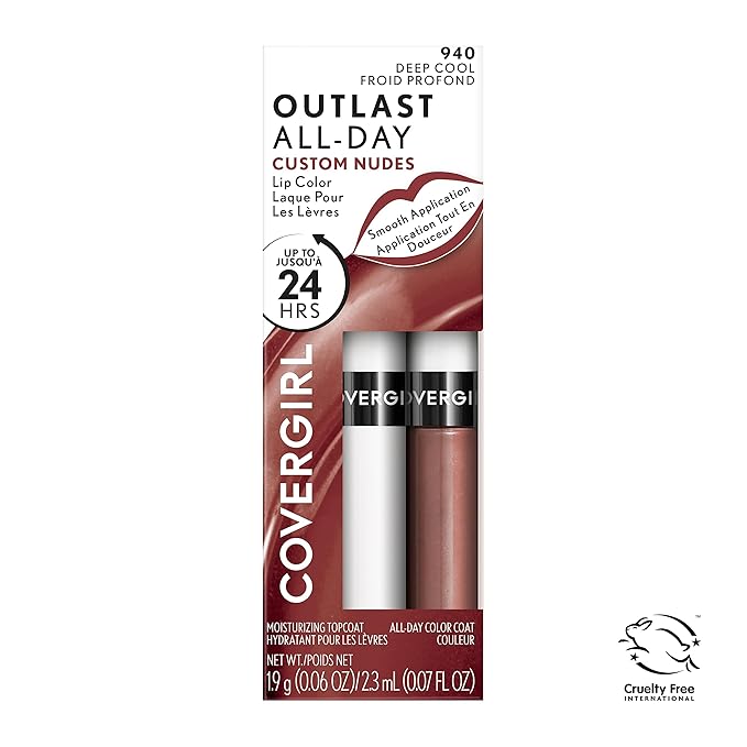 COVERGIRL Outlast All-Day Lip Color Custom Nudes, Deep Cool , 2 Piece Set