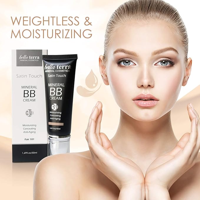 Bellaterra Cosmetics BB Cream – Tinted Moisturizer & Mineral Foundation Makeup, Fair 101 – Lightweight, Oil-Free, Buildable Coverage, Matte Finish, Anti-Aging Concealer, Clean Beauty, 1.69 oz
