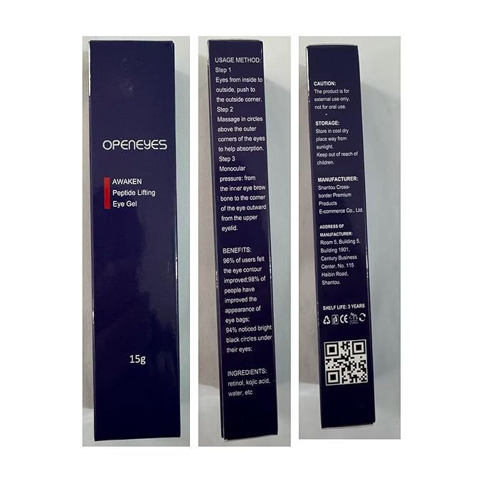 Open eyes awaken peptide lifting eye gel,peptide eye lifting gel,Reduces Dark Circles, Dark circles Hydrating firming Eye cream (1PCS)