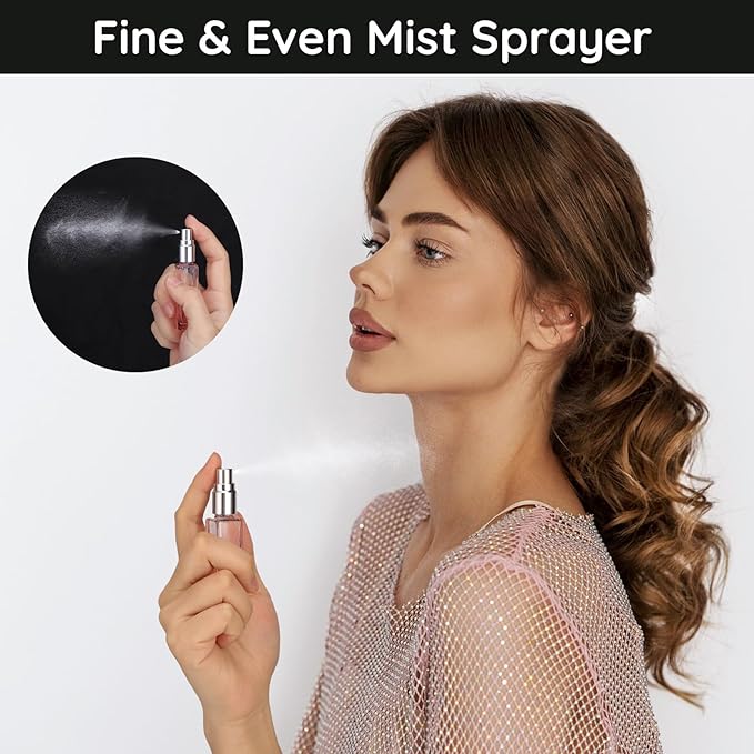 Segbeauty 10ML Refillable Perfume Bottle, 10 Packs Fine Mist Atomizer Sprayer, Empty Glass Spray Bottle Mini Portable Travel Atomizer for Toiletries, Fragrance Scent Pump Dispenser