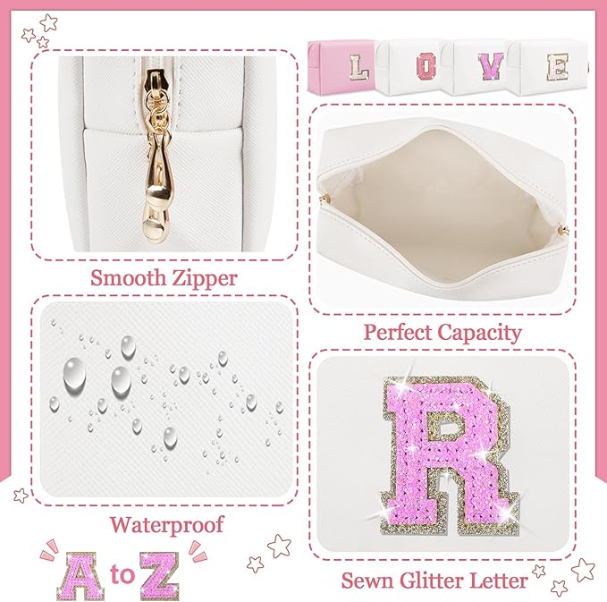 Personalized initial letter makeup bag,