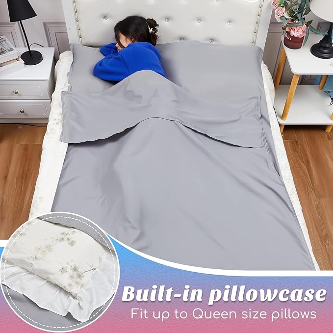 Irenare 2 Pcs Self Tanning Sleep Sack Self Tanning Sheets Protector Self Tan Sleep Bag Protect Sheets from Self Tanner Travel Camping Sheet Sleep Bag for Outdoor Travel Hotels(Pink, Grey)