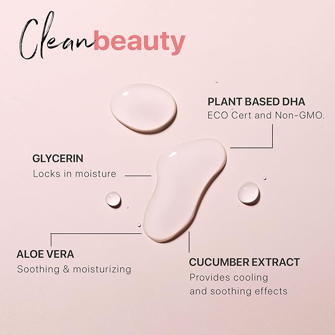 Self Tanner Spray - USA Made with Natural & Organic Ingredients, Fast Drying Spray Tan for Pale Skin, Non Toxic Gradual Tanning Spray, Sunless Tanning Water for Women & Men, Medium to Dark