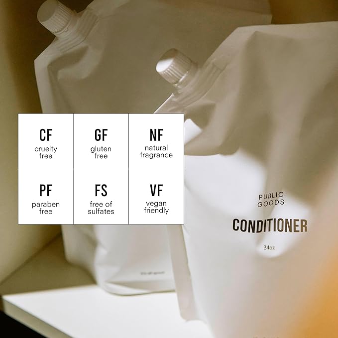 Public Goods Conditioner for Women & Men | Natural Conditioner to Protect & Moisturize Dry Hair | Made with Organic Essential Oils | Sulfate & Paraben Free | Vegan Friendly | 34 Fl Oz Refill