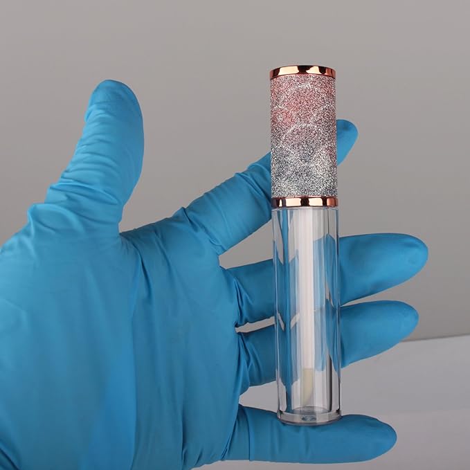 COSIDEA 15pcs Round Empty 5ml 0.17oz lip gloss tubes with wand and fish scale leather cap Lipgloss tube containers for lip oil packing