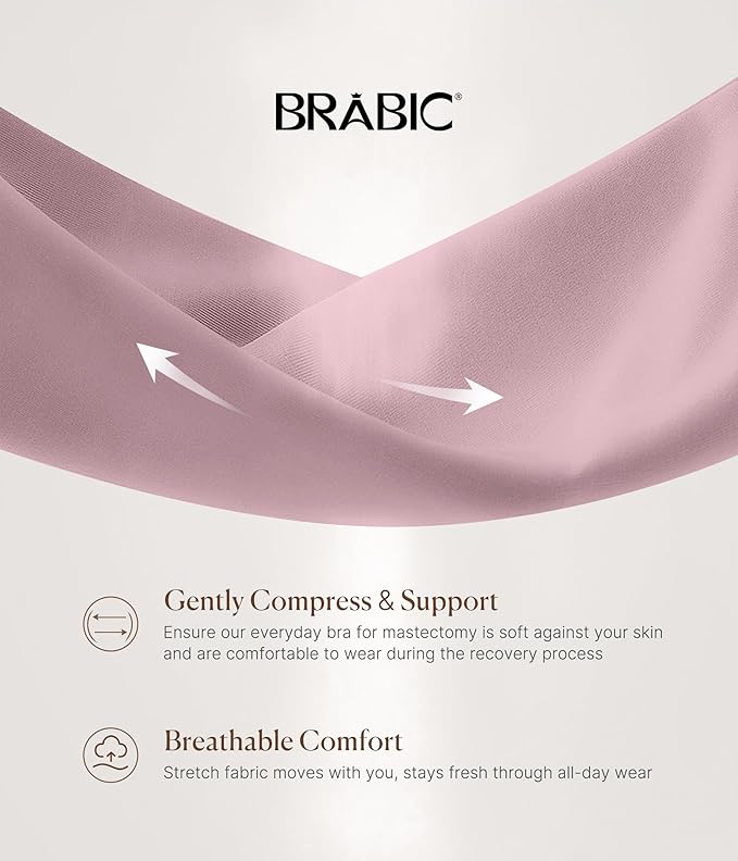 BRABIC Zip Front Closure Everyday Bra for Women Post Surgery Compression Support with Adjustable Straps Wirefree