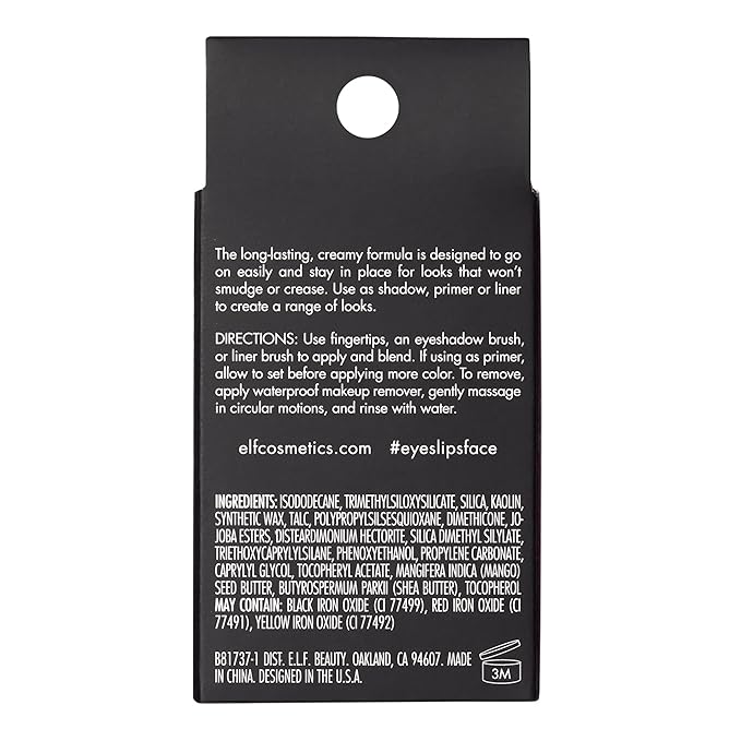 e.l.f. No Budge Cream Eyeshadow, 3-in-1 Eyeshadow, Primer & Liner With Crease-Resistant Color & Stay-Put Power, Vegan & Cruelty-Free, Sand Dune