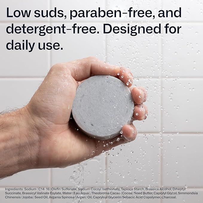 Modern Mammals Light Shampoo Bar - Gentler Wash for Better Hair, Minimalist Hair Care for Men, Low Lather, Conditioner, Sensitive Scalps, No Poo, Vegan, Natural Ingredients, Fragrance-Free (2.4oz Bar)