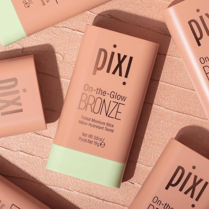Pixi On-the-Glow Bronze - SoftGlow, Hydrating Tinted Moisture Bronzer Stick with Ginseng, Aloe Vera & Fruit Extracts, For Cheeks & Lips, 19g / 0.6oz, Paraben-Free