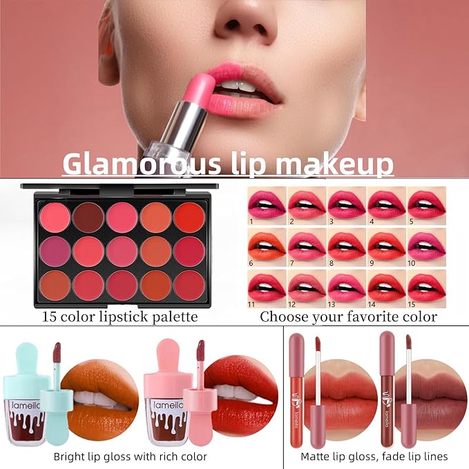 Travel Makeup Kit,Girl Makeup Kit for Girls Ages 8-12,Kids Makeup Sets for Girls 5-8,Makeup Kit for Girls,Makeup Sets For Women Full Kit,Makeup Set for Kids,Suitable for Beginners,Teens