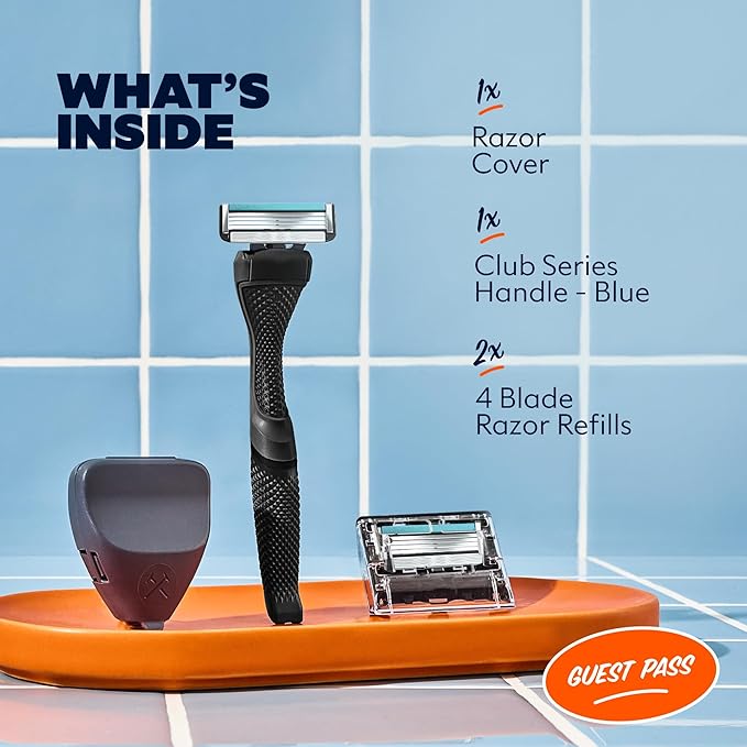 Dollar Shave Club | The Guest Pass Shave Set | 2 Swift Rinse Refill Cartridges, 1 Handle (Black), 1 Razor Cover