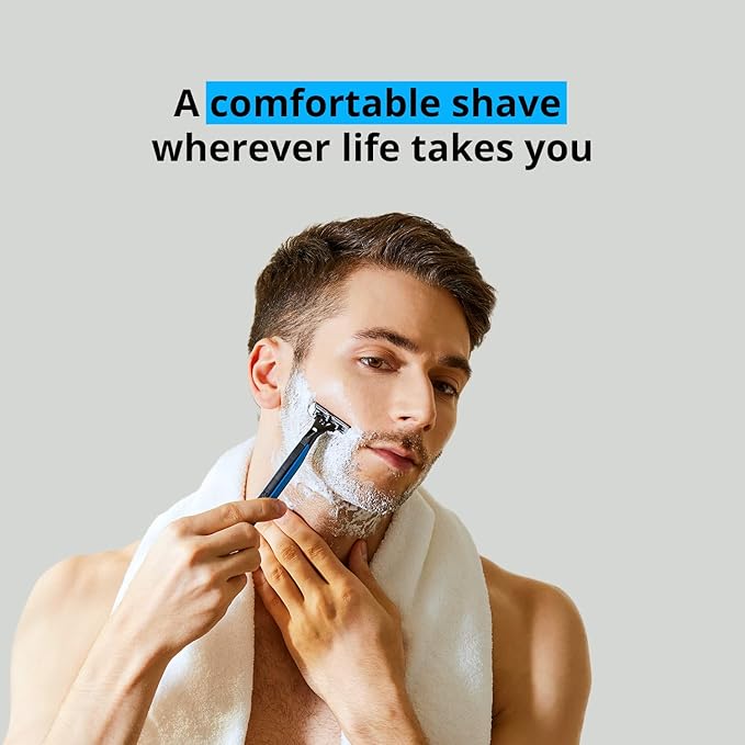 Dorco Pace 2 Plus Disposable Razor, 2 Blades, Pivoting Head, Open-Flow for Easy Rinsing, Lubricating Strip, Non-Slip Rubber Handle (30ct)