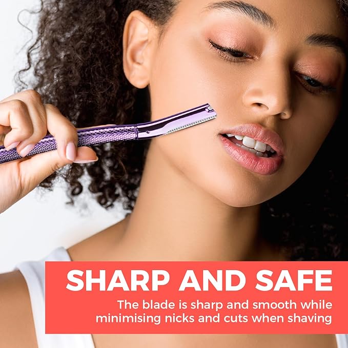 ZOMCHI Eyebrow Razor, Face Razors for Women&Men, Eyebrow Trimmer Shaper with Precision Cover, Facial Shaver with 6 Blades (Purple)