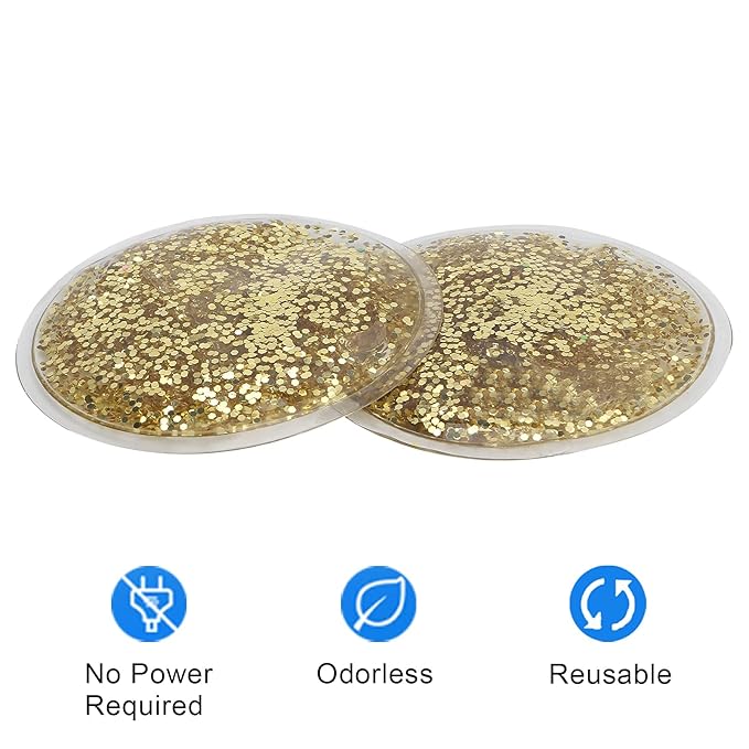 Gel Eye Pack, Hot Cold Compress Eye Gel Ice Packs Reusable Cooling Eye Cover for Dark Circles Puffiness Cold Eye Girl Women(Gold)