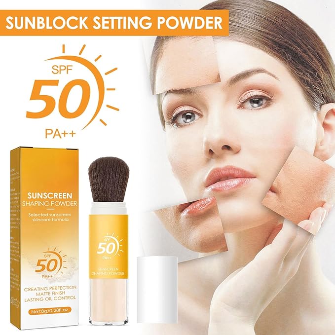 Mineral Sunscreen Setting Powder, SPF 50 Mineral Sunscreen Setting Powder for Face, Oil Control Natural Matte Finish, Mini Sunscreen Bulk Powder, Long-Lasting Lightweight Breathable