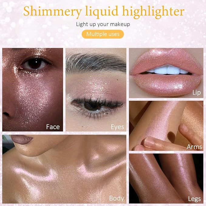 evpct Rose Gold Stardust Liquid Face Highlighter Makeup Palette Stick