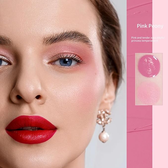 BLUE LOVE Cushion Liquid Blush - Silky Cheek Tint with Mirror, Natural Enhancer for a Radiant Finish, Contours & Highlights for Effortless Elegant (03 Pink Peony)