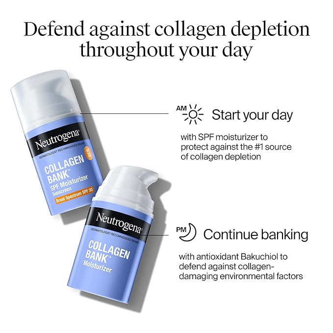 Neutrogena Collagen Bank Face Moisturizer with SPF 30 Sunscreen, Larger Size Anti-Aging Face & Neck Collagen Cream, Micro-Peptide, Support & Defend Skin’s Natural Collagen, 2.7 fl oz